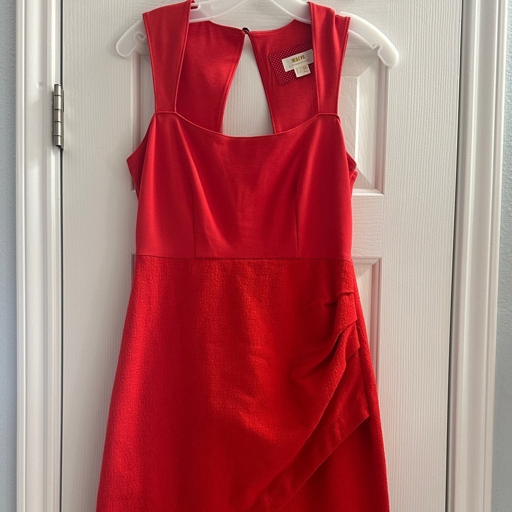 Maeve Asymmetrical Squareneck Maxi Dress Red Women’s 2 Flirty Party Holiday - Picture 3 of 13